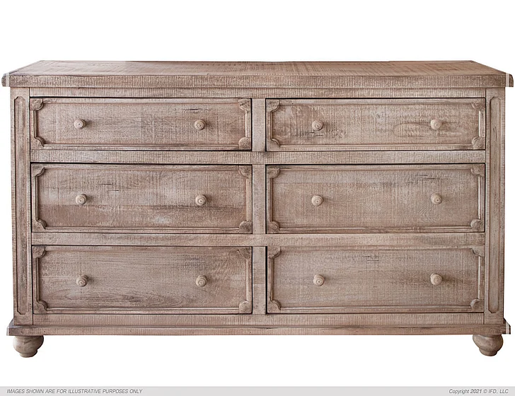 IFD Aruba Natural 6 Drawer Dresser in Drift Sand IFD7332DSR