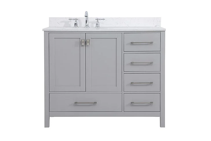 Elegant 42 In. Single Bathroom Vanity in Gray with Backsplash VF18842GR-BS