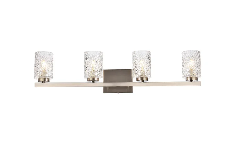 Elegant Cassie 4 Lights Bath Sconce in Satin Nickel with Clear Shade LD7028W32SN