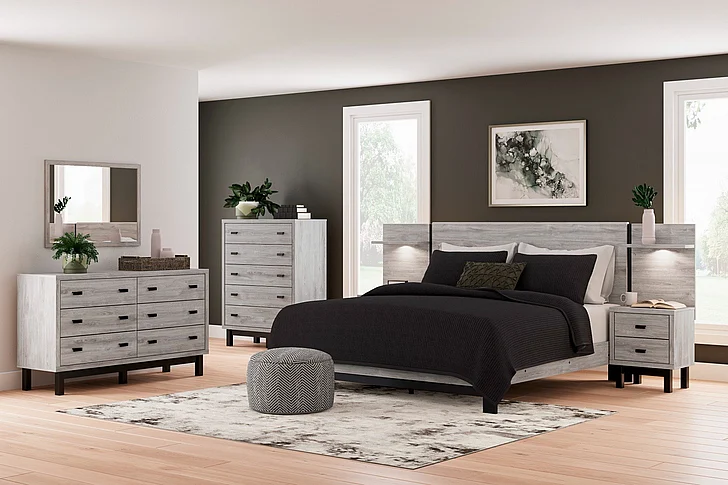 Vessalli 5-Piece Extension Panel Bedroom Set in Gray