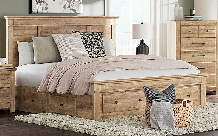 Allihauser Queen Panel Storage Bed (FB and Side Storage) in Tan NCB1170B10