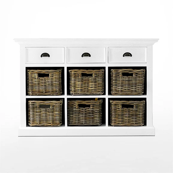 Nova Solo Halifax Buffet with 6 Baskets in White B128