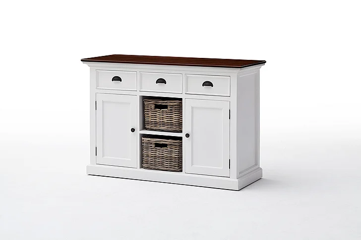 Nova Solo Halifax Accent Buffet with 2 Baskets in White B129TWD