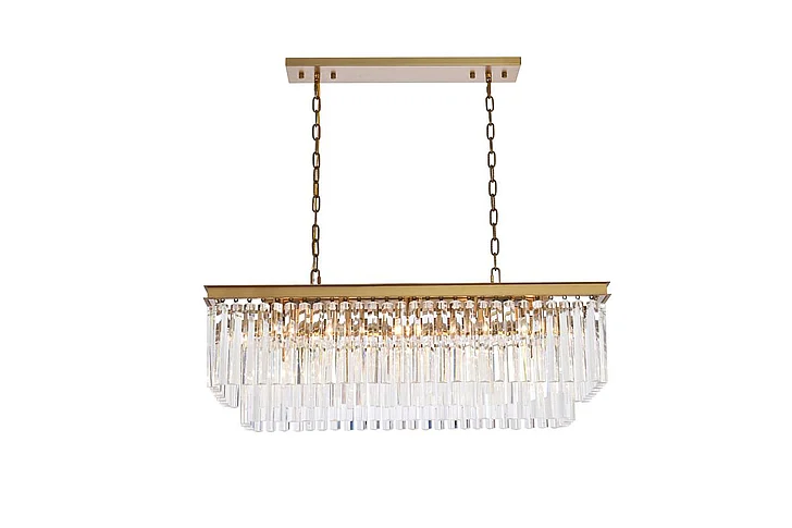 Elegant Sydney 40 In. Rectangle Crystal Chandelier in Satin Gold 1202D40SG/RC