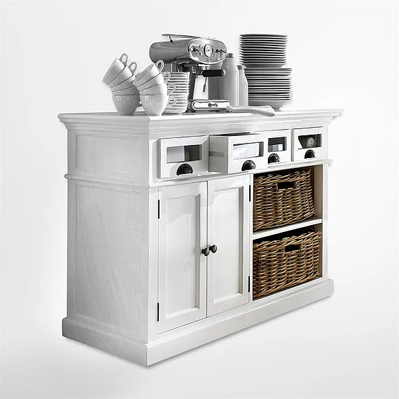 Nova Solo Halifax Kitchen Buffet with Baskets Set in White B131
