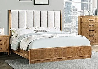 Crown Mark Westcott Queen Panel Bed in Cerused Natural