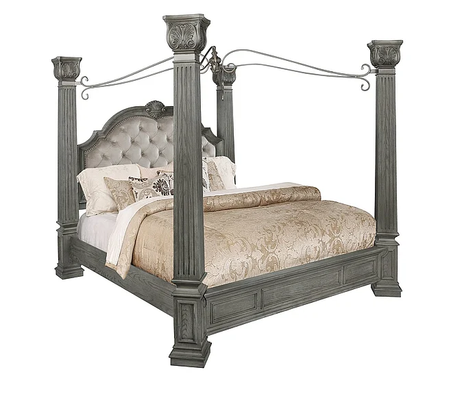 Avalon Furniture B1550 King Canopy Bed in Wire Brushed Gray