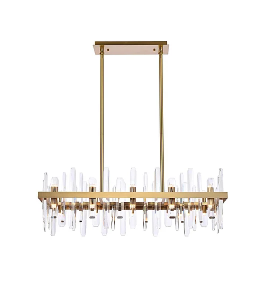 Elegant Serena 36 In. Crystal Rectangle Chandelier in Satin Gold 2200G36SG