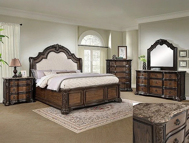 Crown Mark Ludwig 2pc Arch Bedroom Set in Coffee Brown
