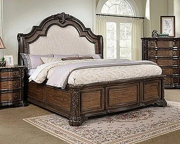Crown Mark Ludwig King Arch Bed in Brown Coffee