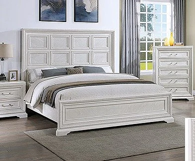 Crown Mark Alexandria King Panel Bed in White