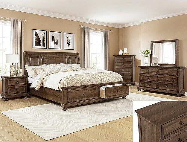 Crown Mark Claribelle 4-Piece Storage Bedroom Set in Walnut