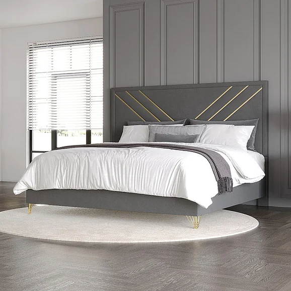 New Classic Symmetry Cal King Panel Bed in Charcoal