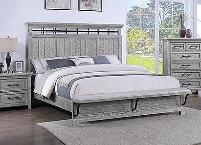 Crown Mark Beckett King Panel Bed in Greige