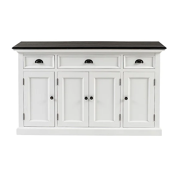 Nova Solo Halifax Contrast Buffet with 4 Doors 3 Drawers in Classic White & Black B192CT