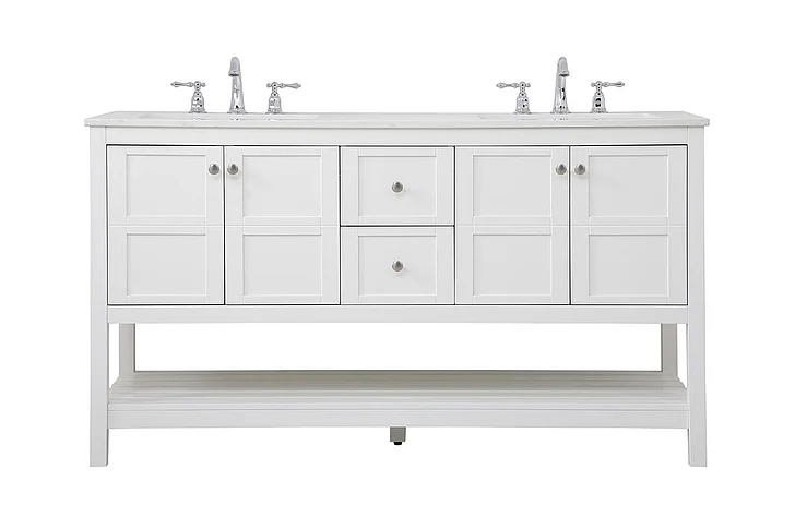 Elegant 60 In. Single Bathroom Vanity in White VF16460DWH