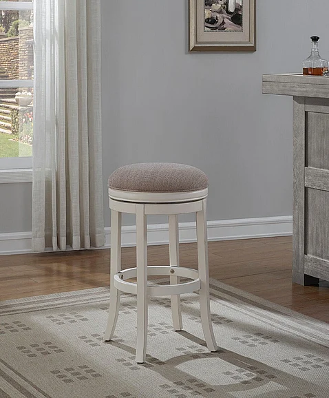 American Woodcrafters Aversa 26" Backless Swivel Stool - Distressed Antique White B2-204-26F
