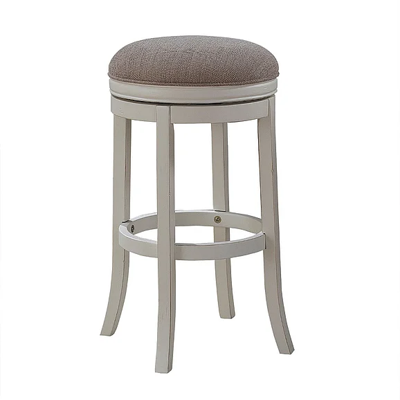 American Woodcrafters Aversa 34" Backless Swivel Stool - Distressed Antique White B2-204-34F