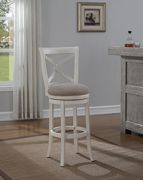 American Woodcrafters Accera 26" Swivel Stool - Distressed Antique White B2-205-26F