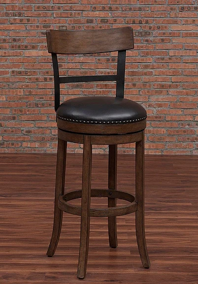 American Woodcrafters Taranto 34" Bar Swivel Stool - Washed Brown B2-208-34LSU