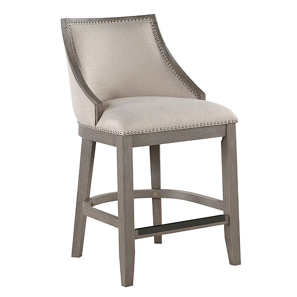 American Woodcrafters Keller Counter Height Stool 26" - Beige Fabric - Greywood Finish B2-240-26F