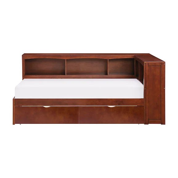 Homelegance Rowe Twin Bookcase Corner Platform Bed with Storage Boxes B2013BCDC-1BCT*