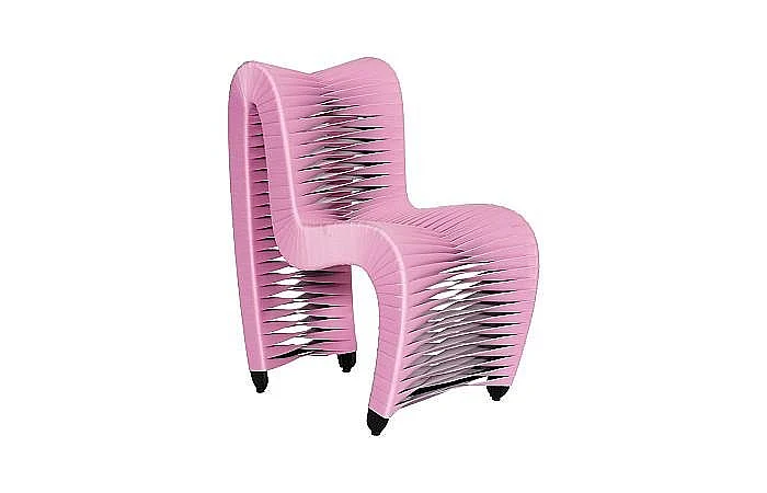 Phillips Collection Seat Belt Dining Chair in Pink and White B2061PZ
