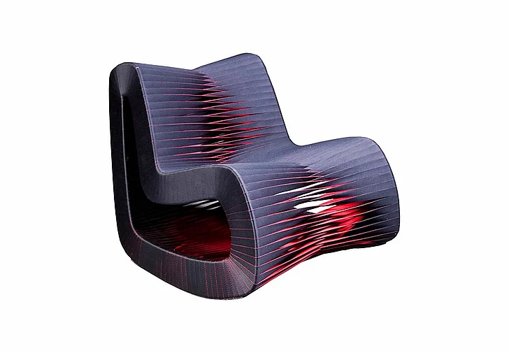 Phillips Collection Seat Belt Rocking Chair in Black Red B2063BZ