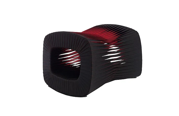 Phillips Collection Seat Belt Ottoman in Black Red B2064BZ