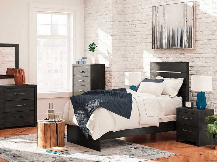 Granaport 5-Piece Panel Bedroom Set in Dark Gray