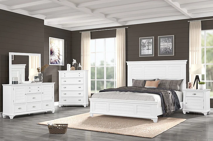 New Classic Jamestown 4pc Panel Bedroom Set in White