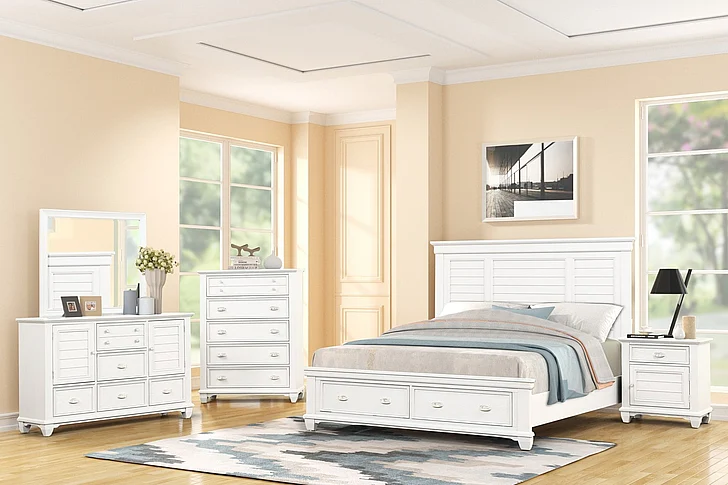 New Classic Jamestown 4pc Storage Bedroom Set in White