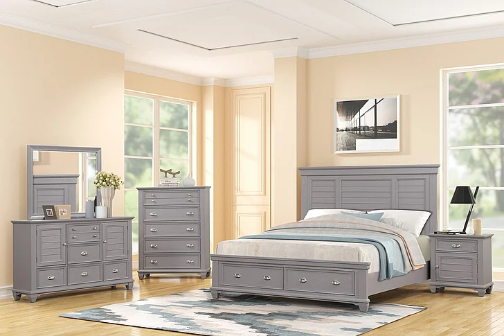 New Classic Jamestown 4pc Storage Bedroom Set in Gray