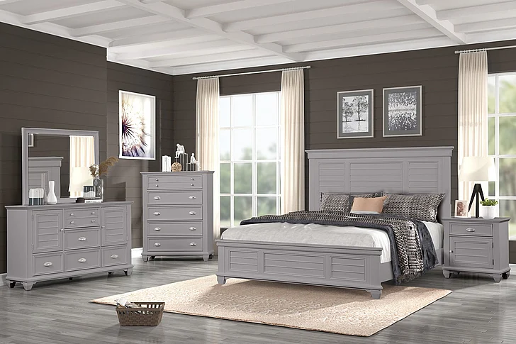New Classic Jamestown 4pc Panel Bedroom Set in Gray