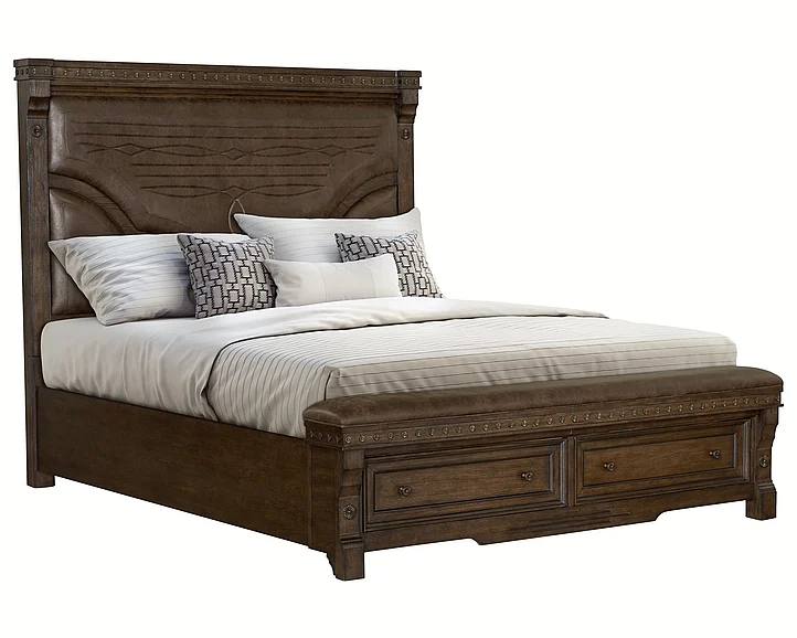 Avalon Furniture Grand Teton Queen Bench Storage Bed in Dark Brown