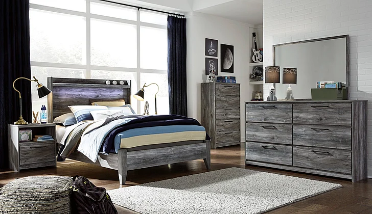 Baystorm 5-Piece Panel Bedroom Set in Gray