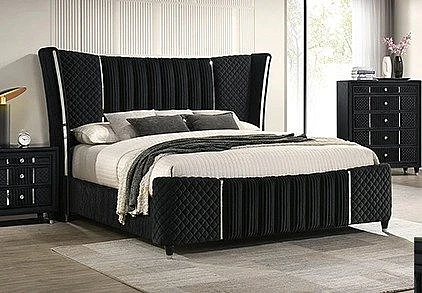 Crown Mark Armany King Panel Bed in Black