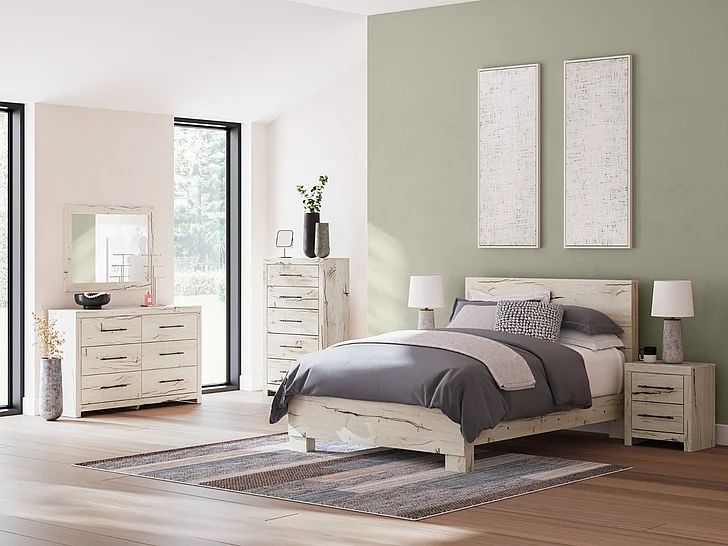 Lawroy 6-Piece Panel Bedroom Set in Light Natural