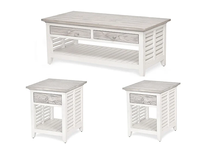 Sea Winds Islamorada 3pc Occasional Set in Dapple Grey/Blanc