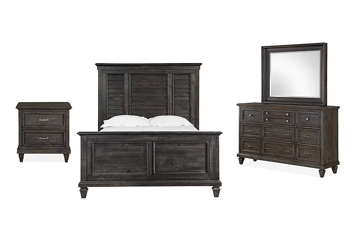 Magnussen Calistoga 4-Piece Shutter Panel Bedroom Set in Weathered Charcoal