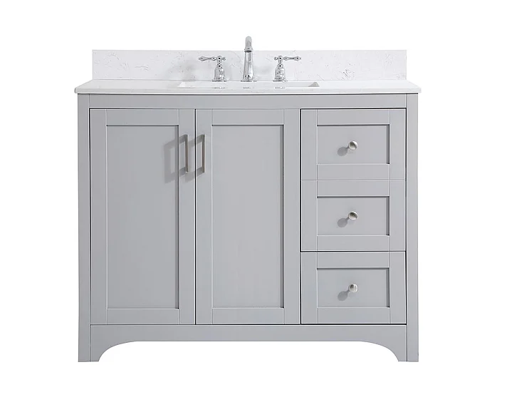 Elegant 42 In. Single Bathroom Vanity in Grey with Backsplash VF17042GR-BS
