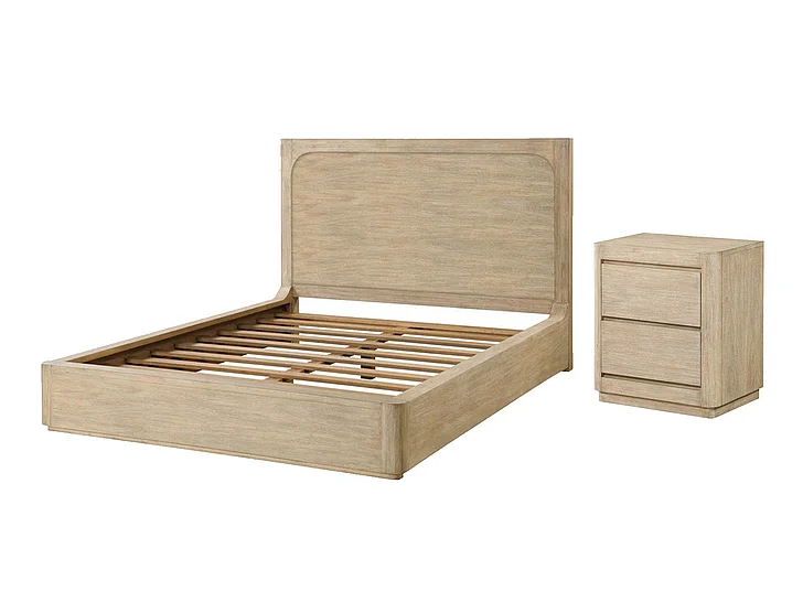 Finn & Louise Hyde Park 2pc Platform Bedroom Set in Weathered Natural