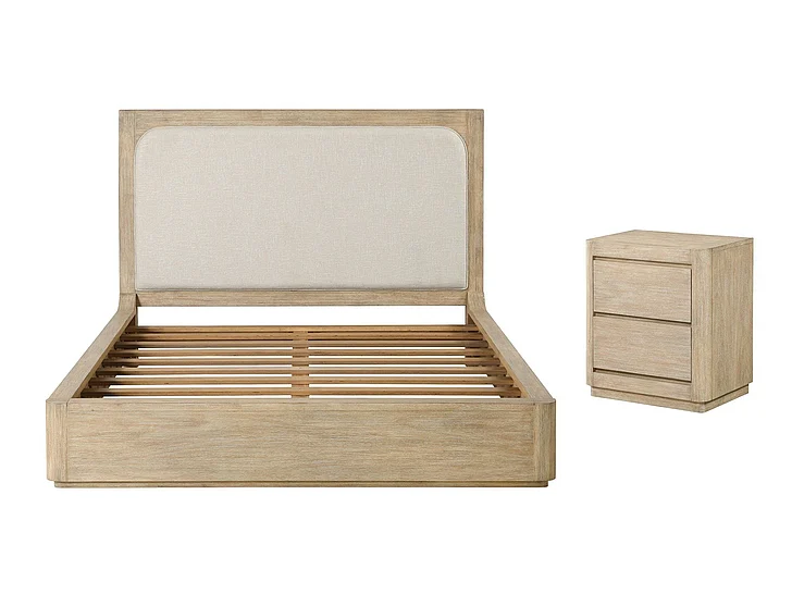 Finn & Louise Hyde Park 2pc Platform Bedroom Set in Weathered Natural