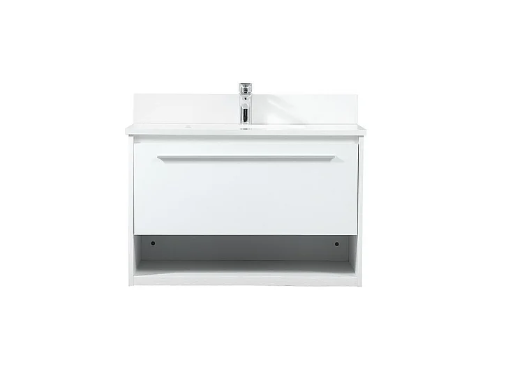 Elegant 30 In. Single Bathroom Vanity in White with Backsplash VF43530MWH-BS