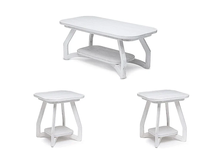 Sea Winds Surfside 3pc Occasional Set in Distressed White