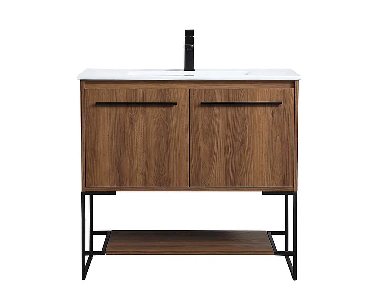 Elegant 36 In. Single Bathroom Vanity in Walnut Brown VF42036WB CLOSEOUT