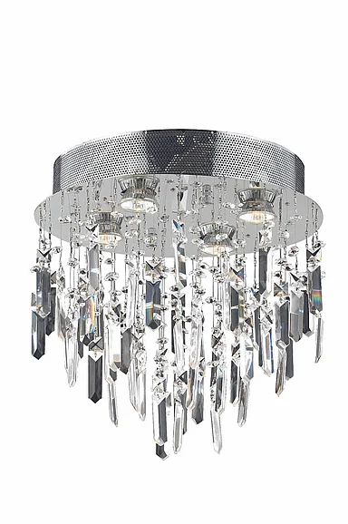 Elegant Galaxy 4 Light Chrome Flush Mount Clear Royal Cut Crystal V2006F14SC/RC CLOSEOUT