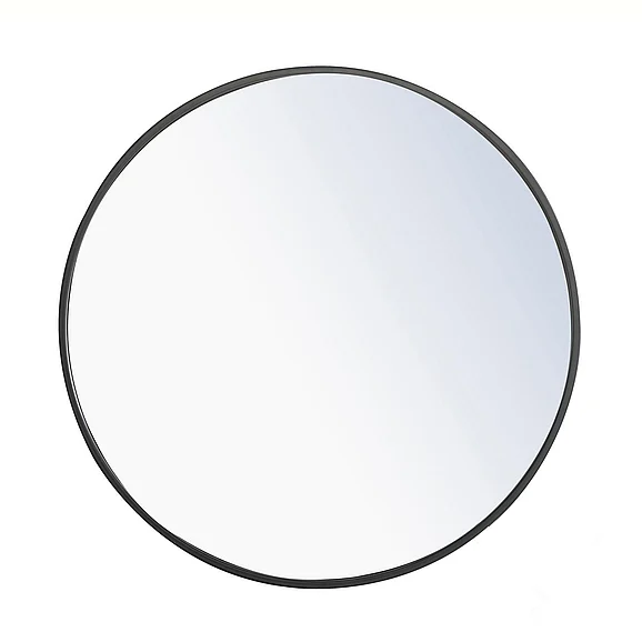 Elegant Metal Frame Round Mirror 24 In. Black Finish MR4031BK