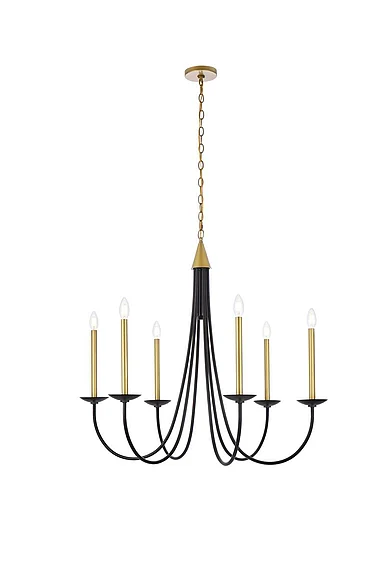 Elegant Cohen 36 In. Pendant in Black and Brass LD810D36BRK CLOSEOUT