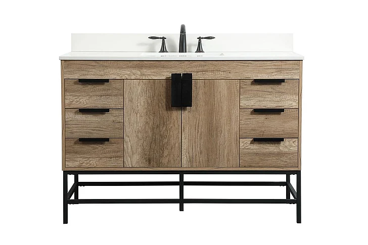 Elegant 48 In. Single Bathroom Vanity in Natural Oak with Backsplash VF488W48NT-BS